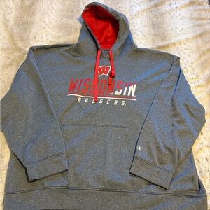 Champion Wisconsin Badgers Gray and Red Hoodie